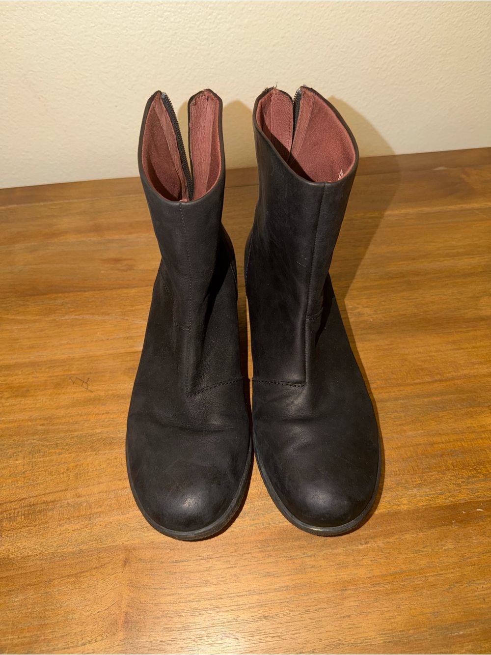 Dansko Black Leather Ankle Boots with Rose Interior